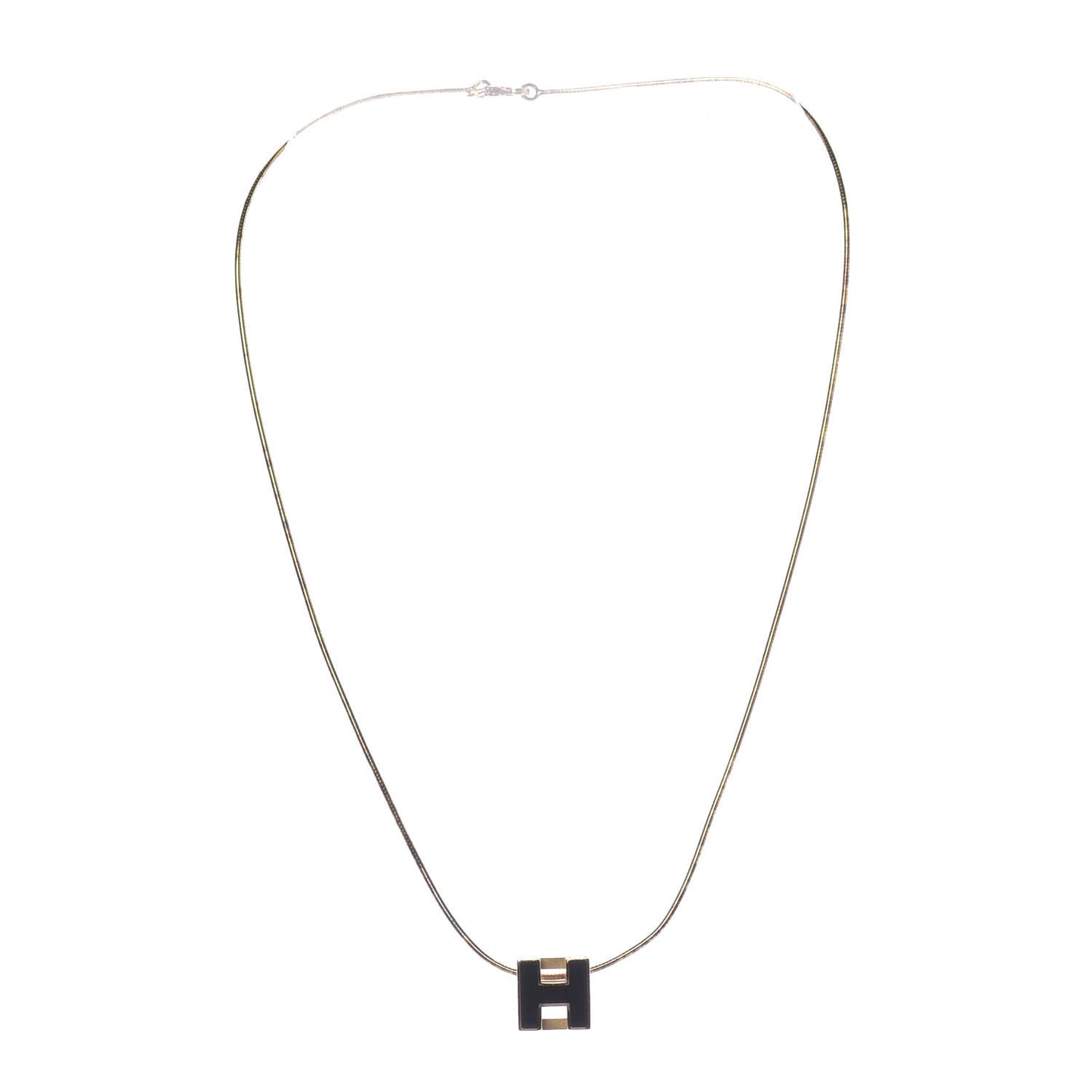 Gold Lacquered Cage d'H Pendant Necklace Black