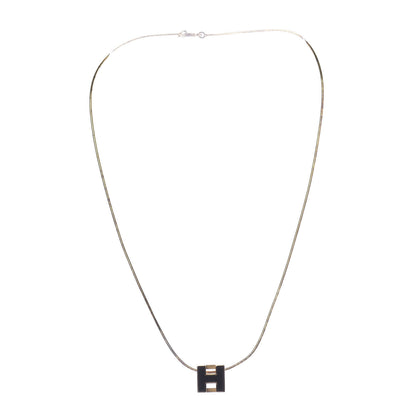 Hermes Gold Lacquered Cage d'H Pendant Necklace Black 3 of 6