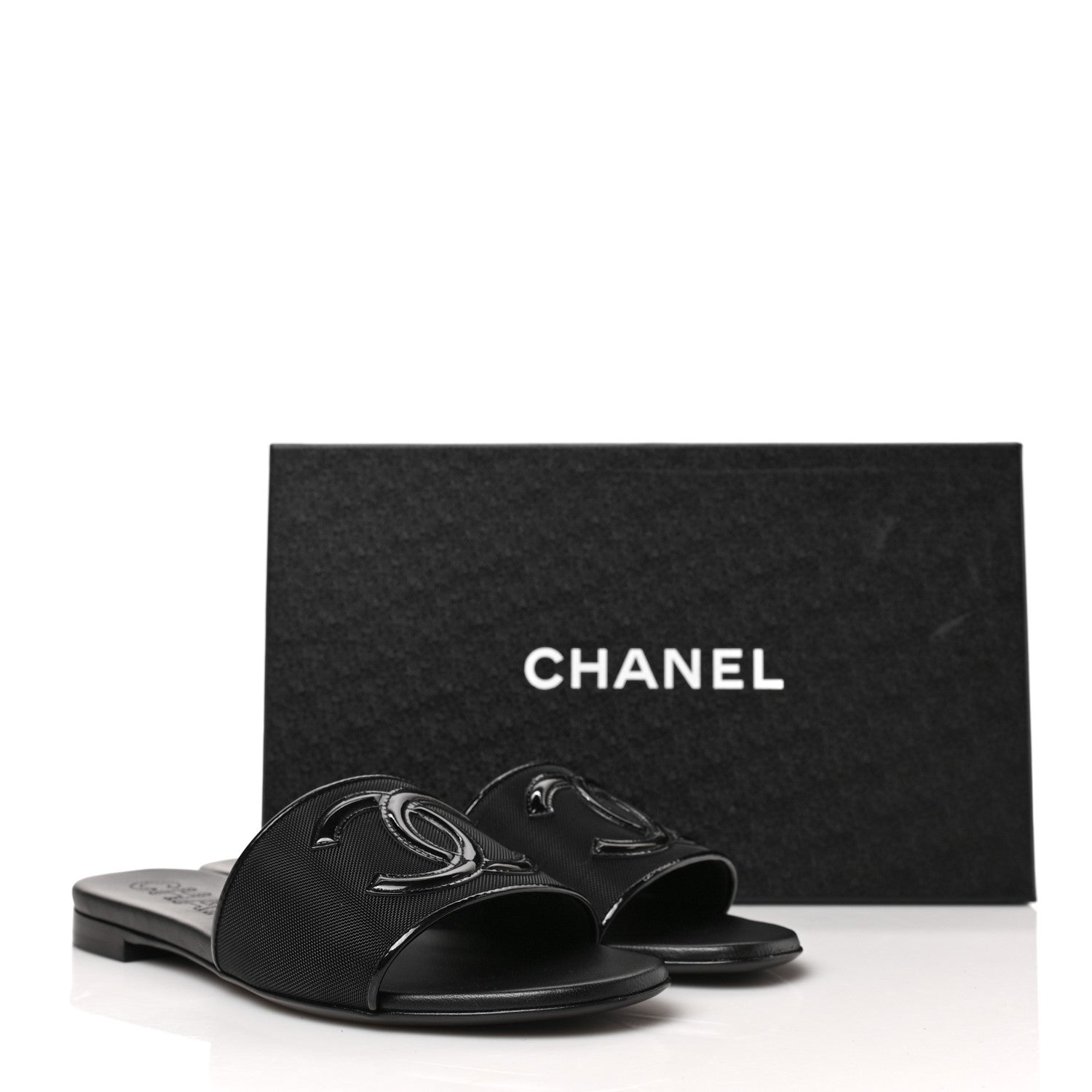 Chanel Mesh Patent Calfskin CC Mules 36 Black 9 of 9