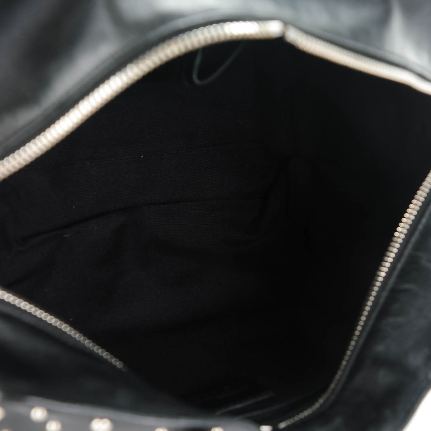 Calfskin Small Studded Padlock Zip Around Tote Black