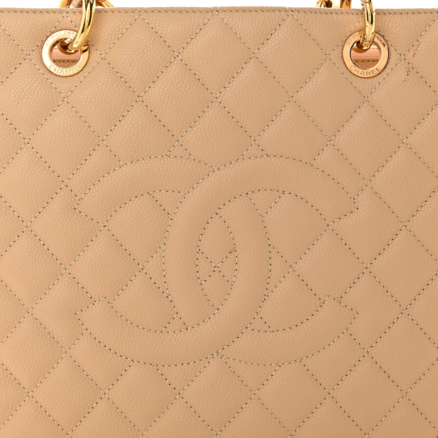 Caviar Quilted Grand Shopping Tote GST Beige