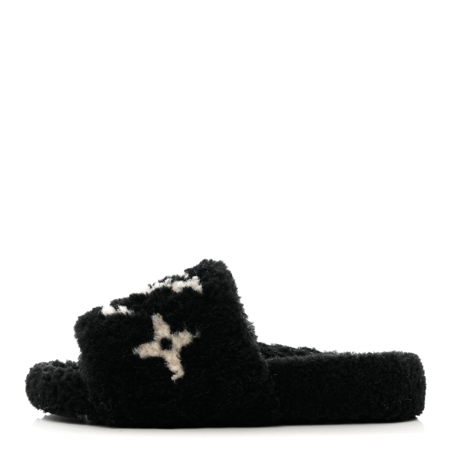 Louis Vuitton Shearling Monogram Giant Paseo Flat Comfort Mule 37 Black 1 of 10