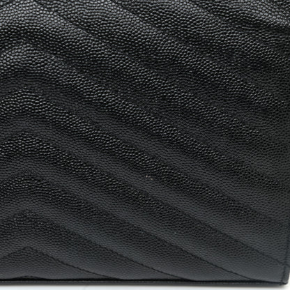 Saint Laurent Grain De Poudre Matelasse Chevron Monogram Chain Wallet Black 11 of 17