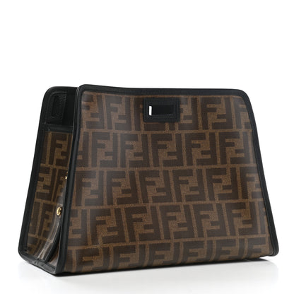 Fendi Glazed Fabric Vitello Century FF 1974 Stamp Patch Mini Peekaboo Defender Cover Mogano Panna Black 3 of 7