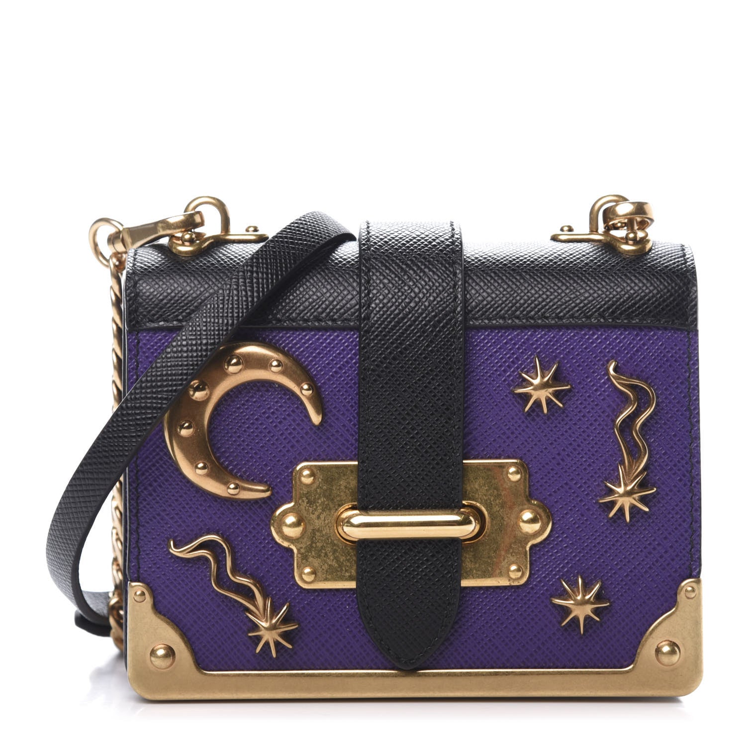 Prada Saffiano Astrology Mini Cahier Bag Viola Black 1 of 12