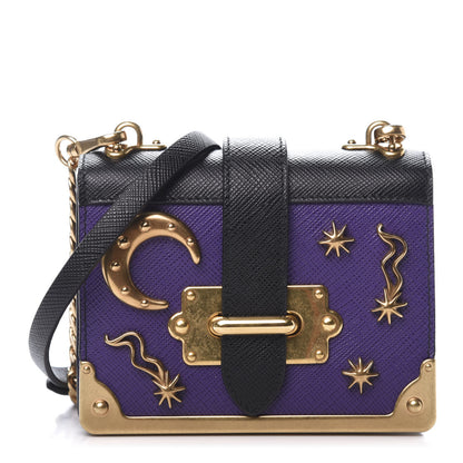 Prada Saffiano Astrology Mini Cahier Bag Viola Black 1 of 12