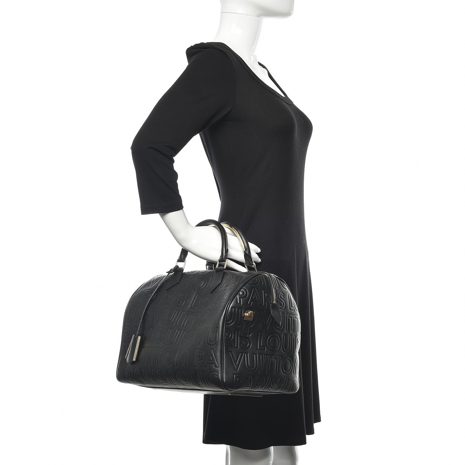 Louis Vuitton Calfskin Embossed Speedy Cube 30 Black 2 of 11