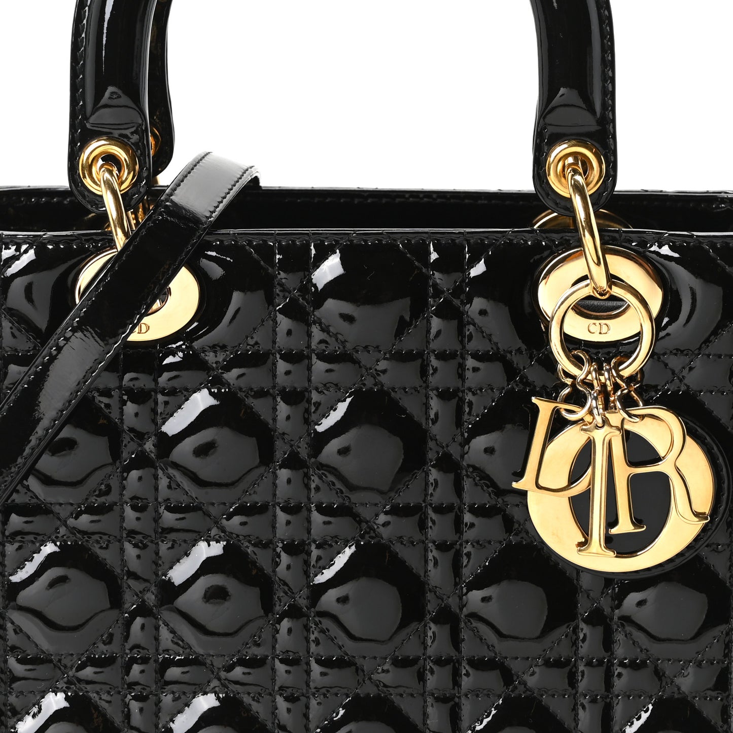 Patent Cannage Medium Lady Dior Black