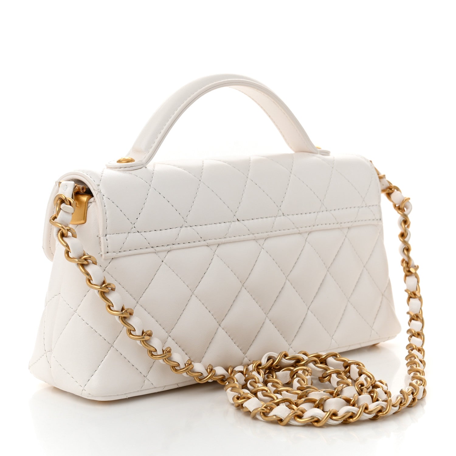 Chanel Lambskin Quilted Mini Flap Top Handle Bag White 3 of 11