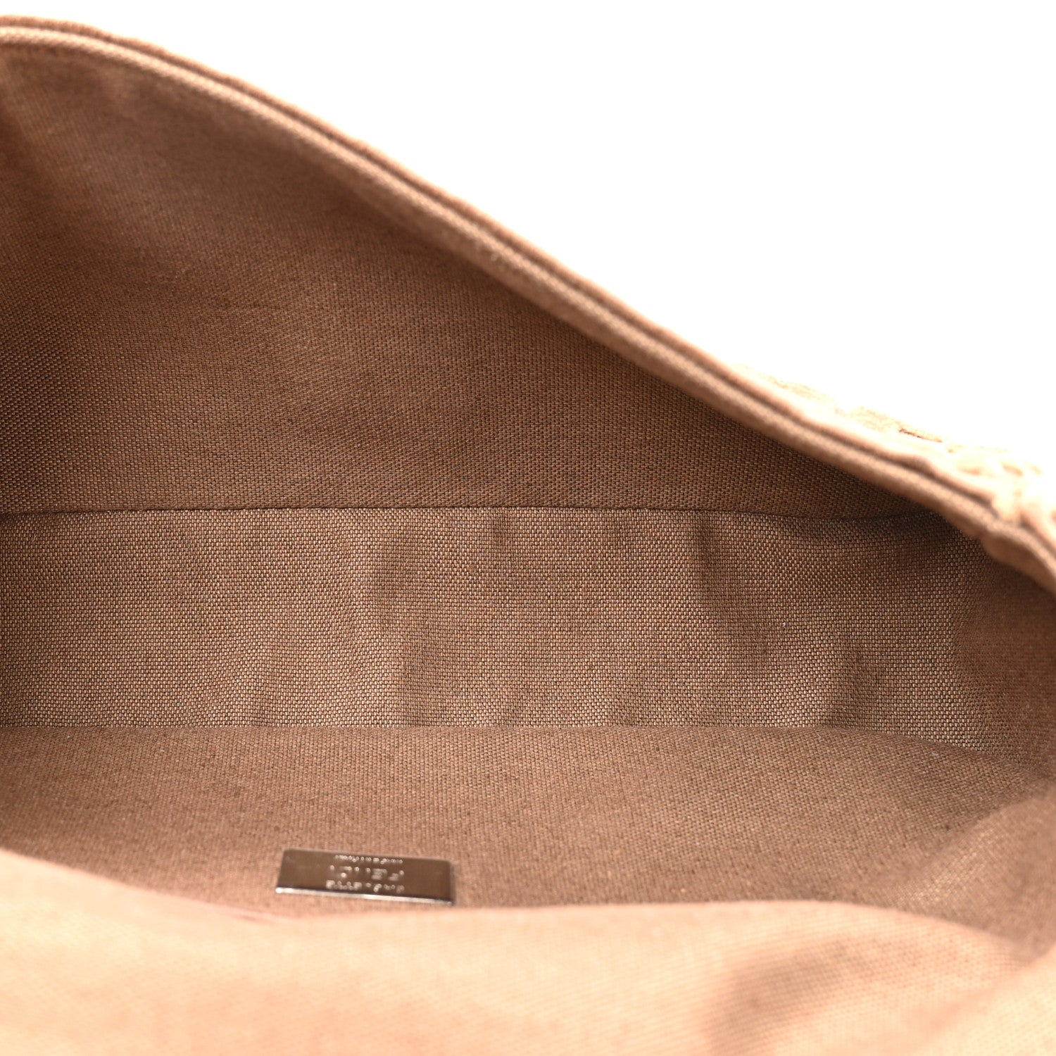 Fendi Velvet Jacquard FF Crystal Baguette Cappuccino 5 of 10