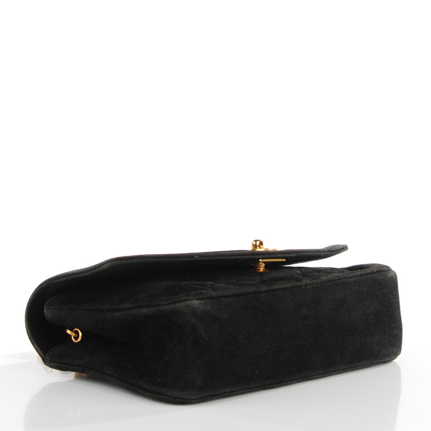 Suede Quilted Mini Rectangular Flap Black