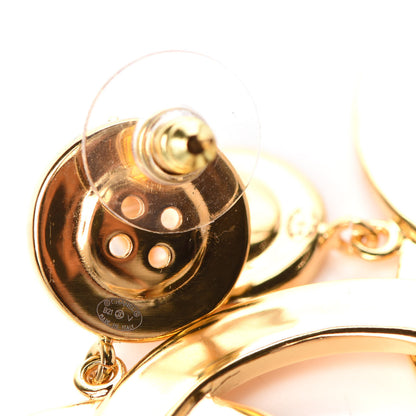 Chanel Metal Large Paris Button Earrings Gold 4 of 5