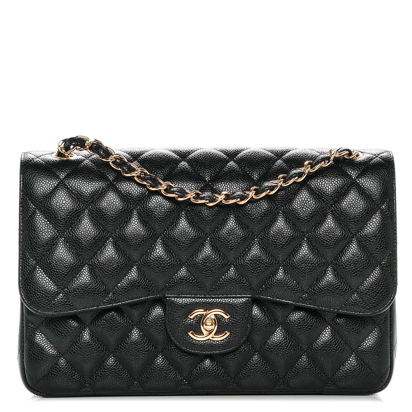 Caviar Quilted Jumbo Double Flap Black