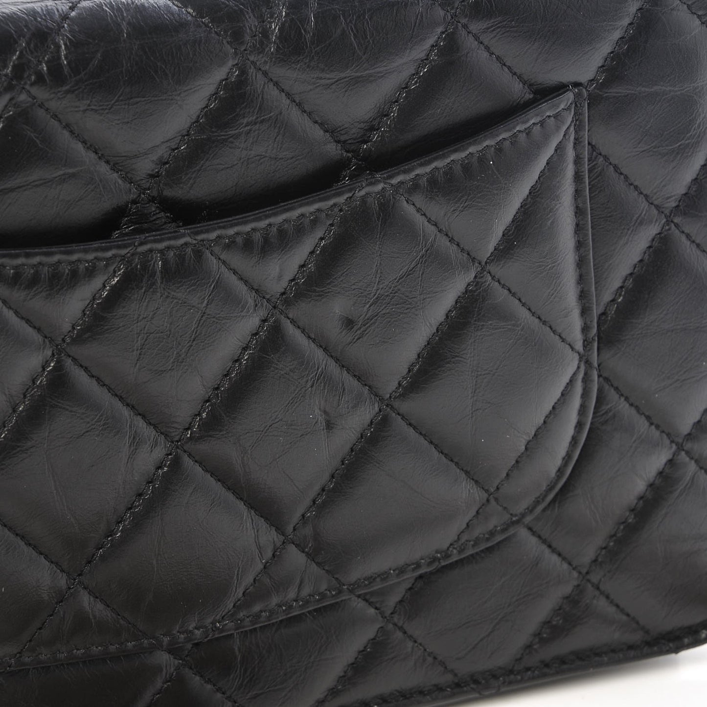Aged Calfskin Quilted Lucky Charms Casino 2.55 Reissue Wallet On Chain WOC Black