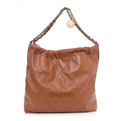 Chanel Shiny Calfskin Quilted Chanel 22 Brown 1 of 11