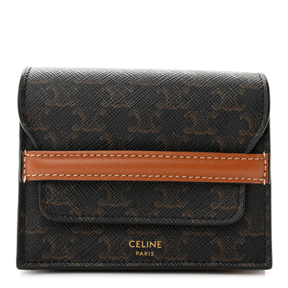 Celine Triomphe Canvas Business Card Holder Tan 1 of 11