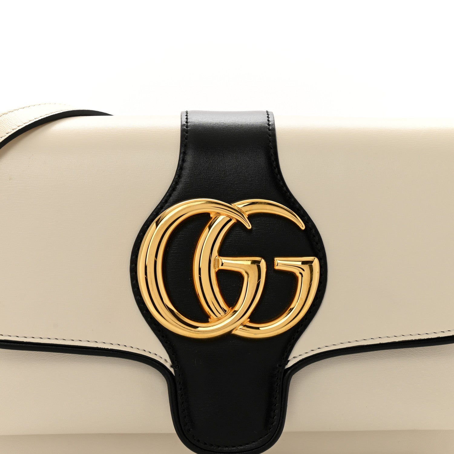 Gucci Vitello Palmellato Lux Bi-Color Small Arli Flap Shoulder Bag Mystic White Black 9 of 14