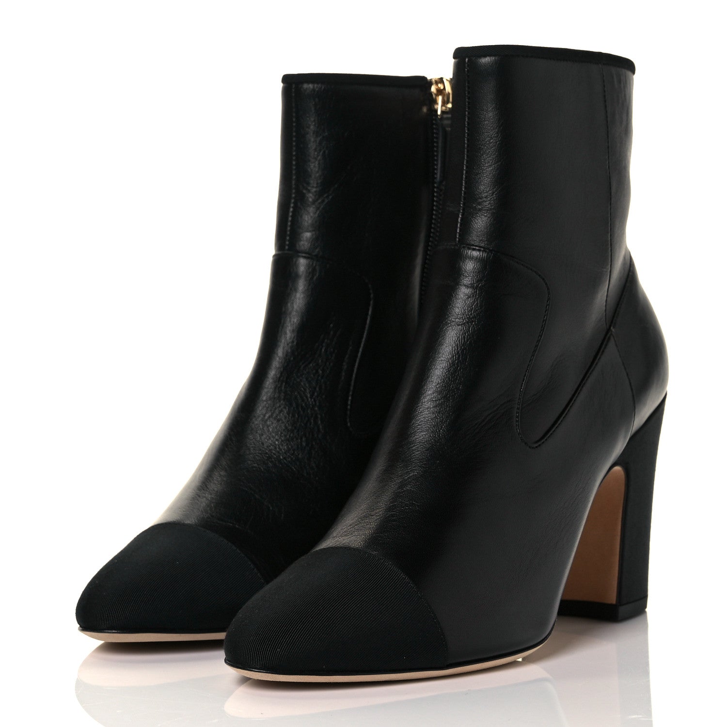 Chanel Lambskin Grosgrain CC Cap Toe Short Boots 38.5 Black 3 of 12