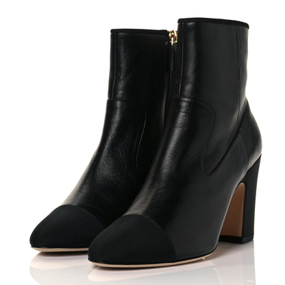 Chanel Lambskin Grosgrain CC Cap Toe Short Boots 38.5 Black 3 of 12