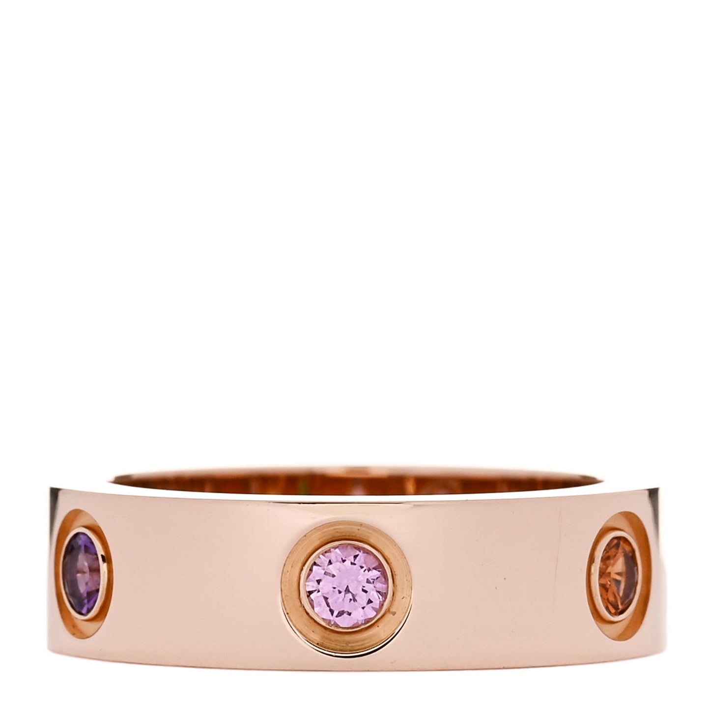 18K Pink Gold Sapphire Garnet Amethyst 5.5mm LOVE Ring 51 5.75