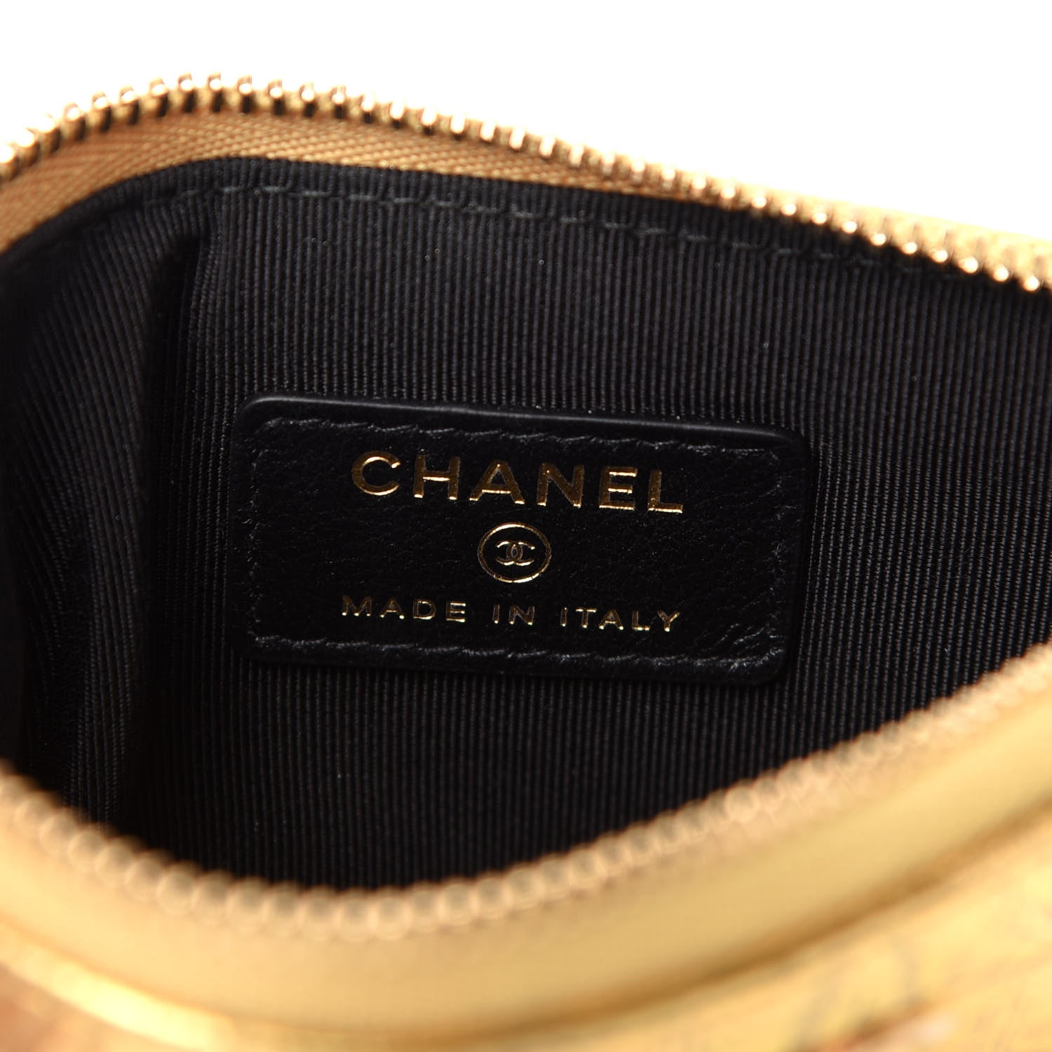 Chanel Metallic Calfskin Crocodile Embossed Cocodile Cosmetic Case Gold 6 of 7
