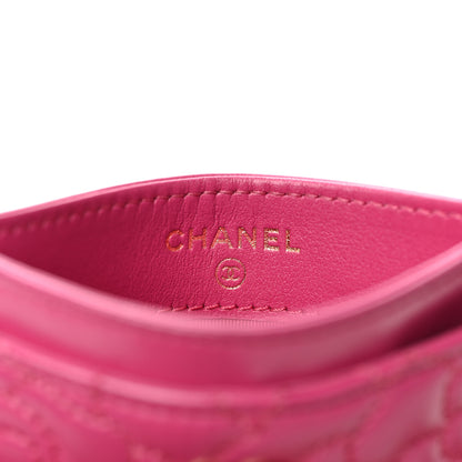 Chanel Lambskin Camellia Embossed Card Holder Fuchsia 6 of 9