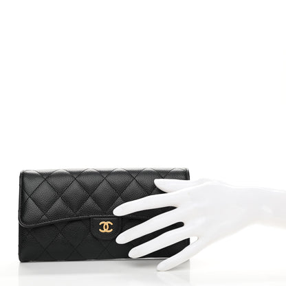 Chanel Caviar Quilted Large Gusset Flap Wallet Black 2 of 7