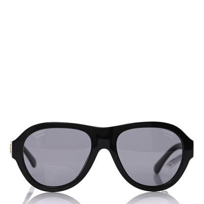 Chanel Acetate Strass Polarized Pilot Sunglasses 5467-B Black 2 of 8