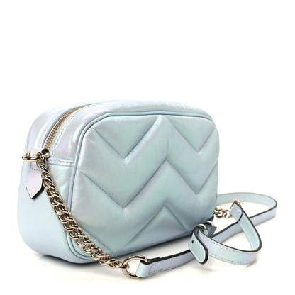 Gucci Iridescent Nappa Chevron Matelasse Small GG Marmont Chain Shoulder Bag Iridescent Salvy Green 2 of 9