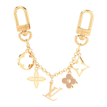Louis Vuitton Brass Enamel Fleur De Monogram Bag Charm Chain Gold 1 of 3
