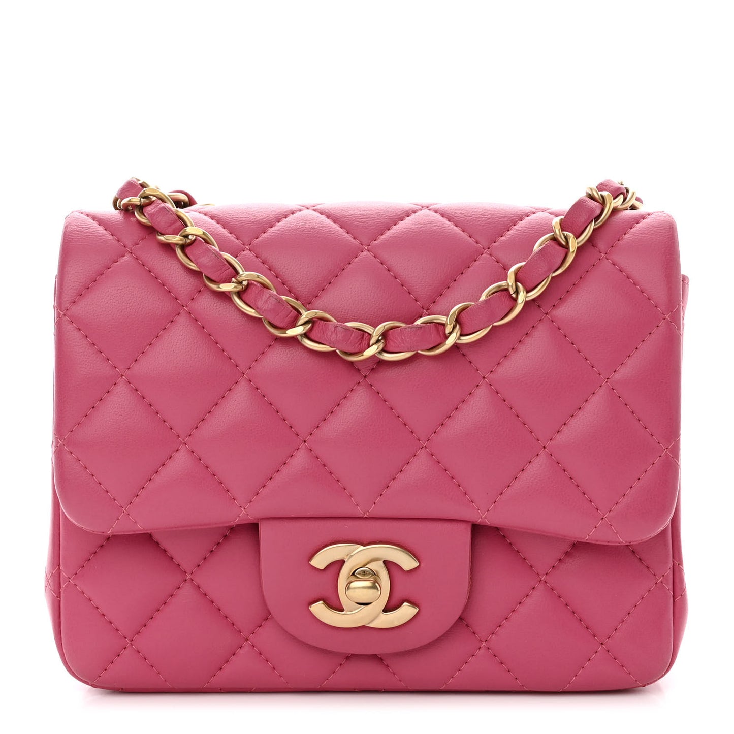 Lambskin Quilted Mini Square Flap Pink