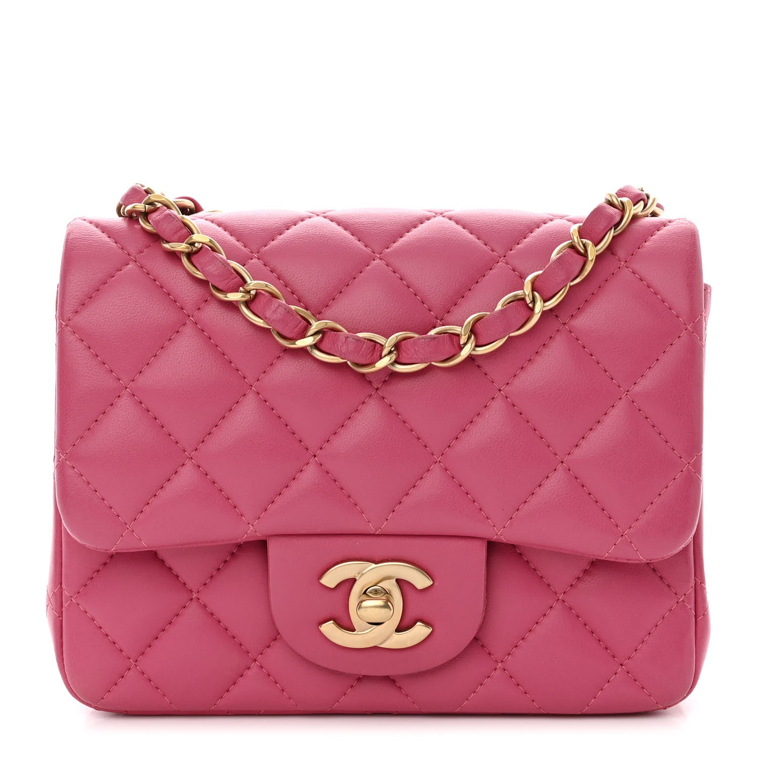 Chanel Lambskin Quilted Mini Square Flap Pink 1 of 12