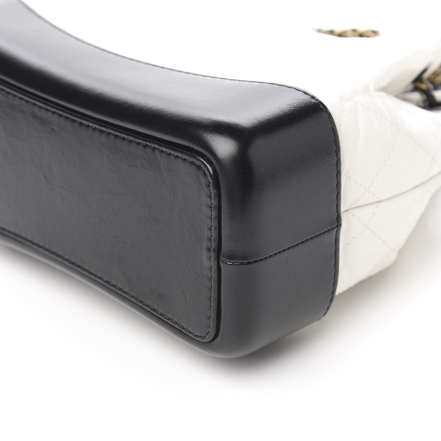 Aged Calfskin Quilted Small Gabrielle Backpack Black White