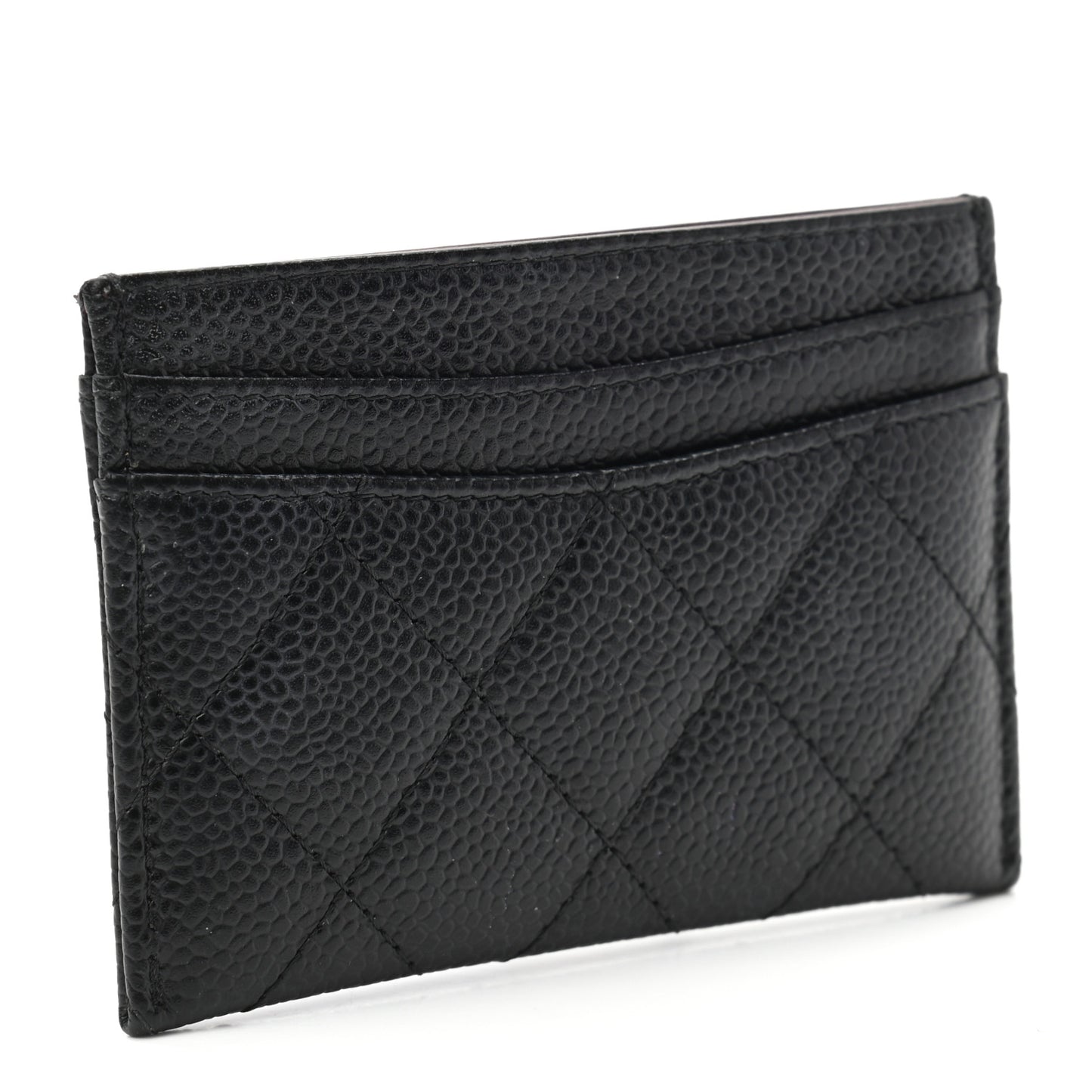Caviar Quilted Card Holder Black