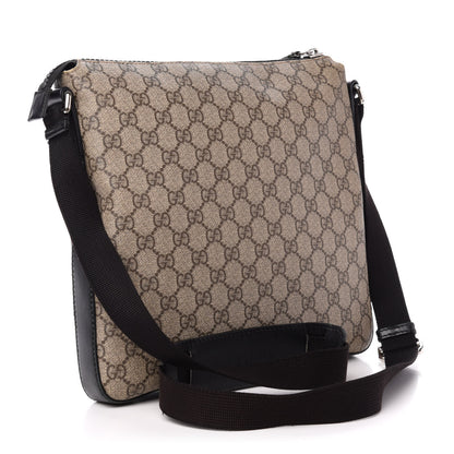 Gucci GG Supreme Monogram Flat Messenger Bag Black 3 of 16
