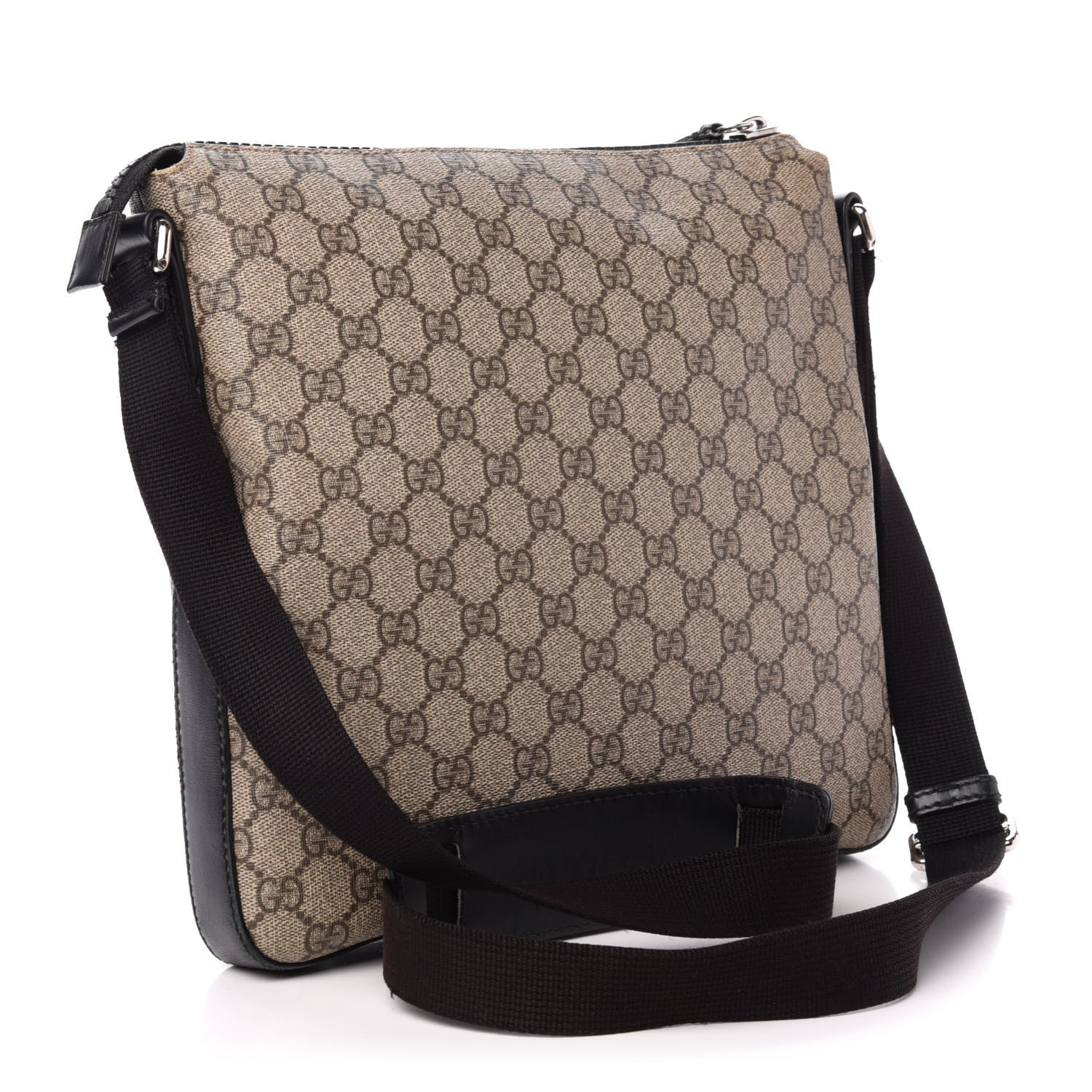 Gucci GG Supreme Monogram Flat Messenger Bag Black 3 of 16