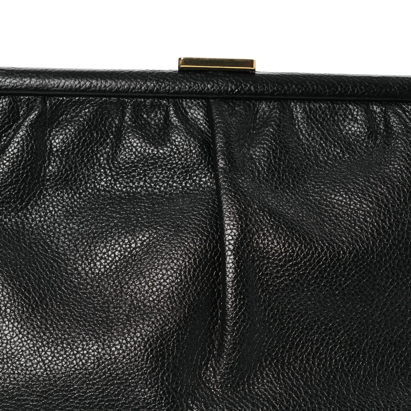Grained Calfskin Logo Cloud Clutch XL Black