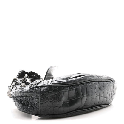 Balenciaga Extra Supple Calfskin Crystal Crocodile Embossed Le Cagole Shoulder Bag XS Black 4 of 11