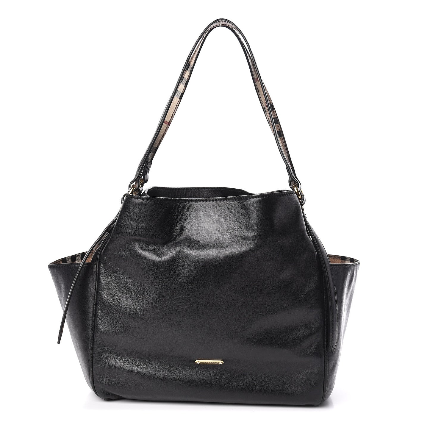 Calfskin Haymarket Check Small Canterbury Tote Black