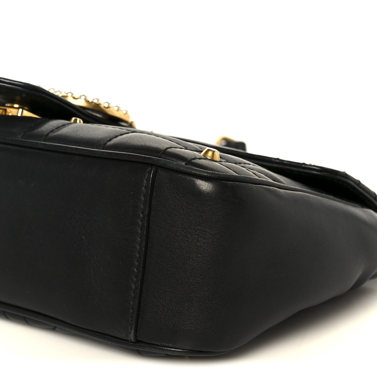 Gucci Calfskin Matelasse Studded Small Pearly GG Marmont Shoulder Bag Black 11 of 11