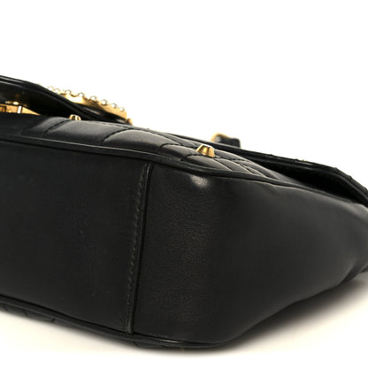 Gucci Calfskin Matelasse Studded Small Pearly GG Marmont Shoulder Bag Black 11 of 11