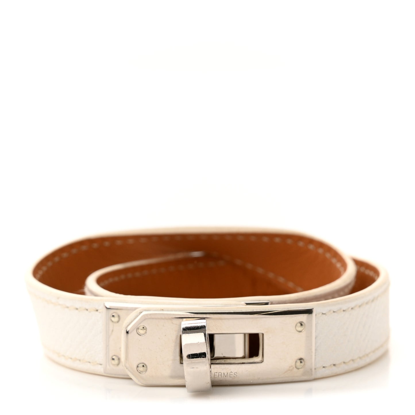 Epsom Kelly Double Tour Bracelet S White