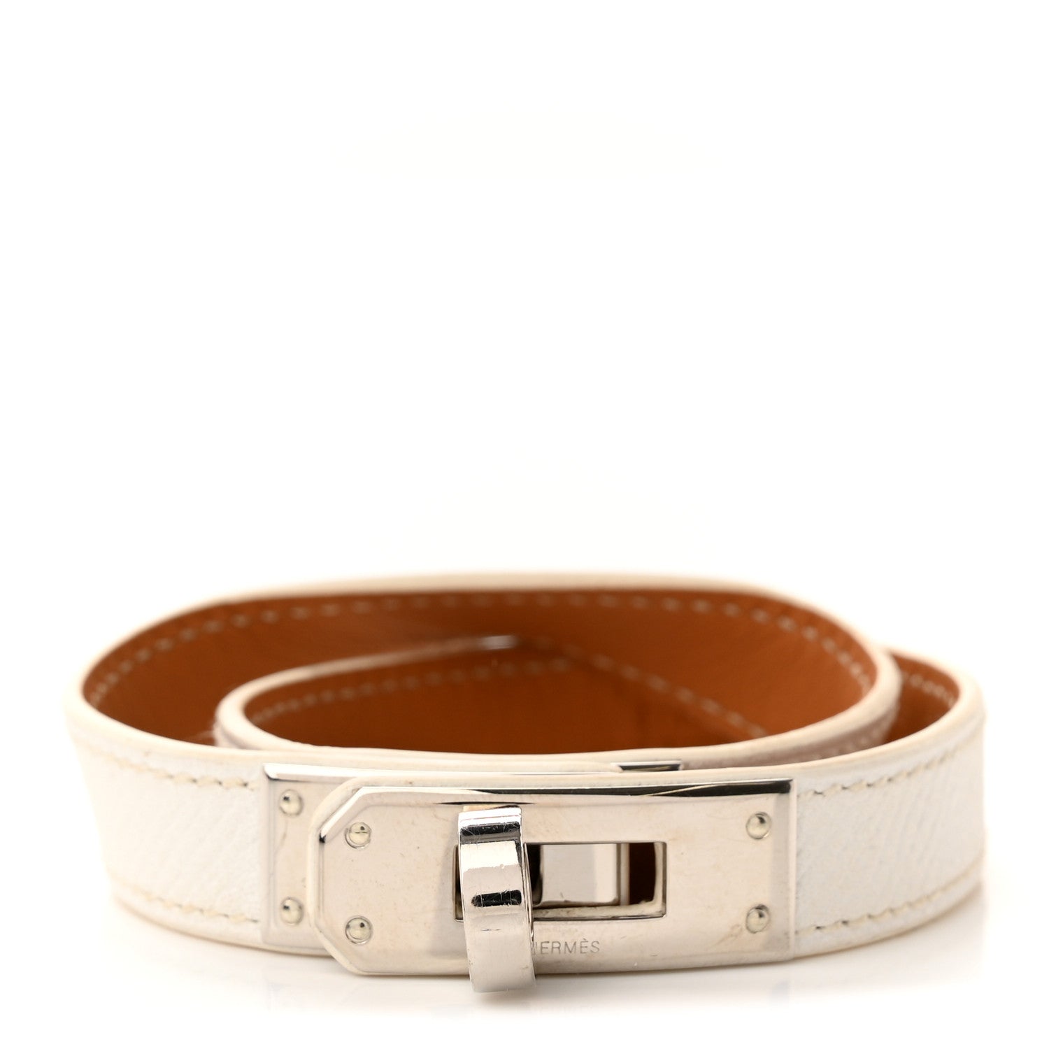 Hermes Epsom Kelly Double Tour Bracelet S White 1 of 8