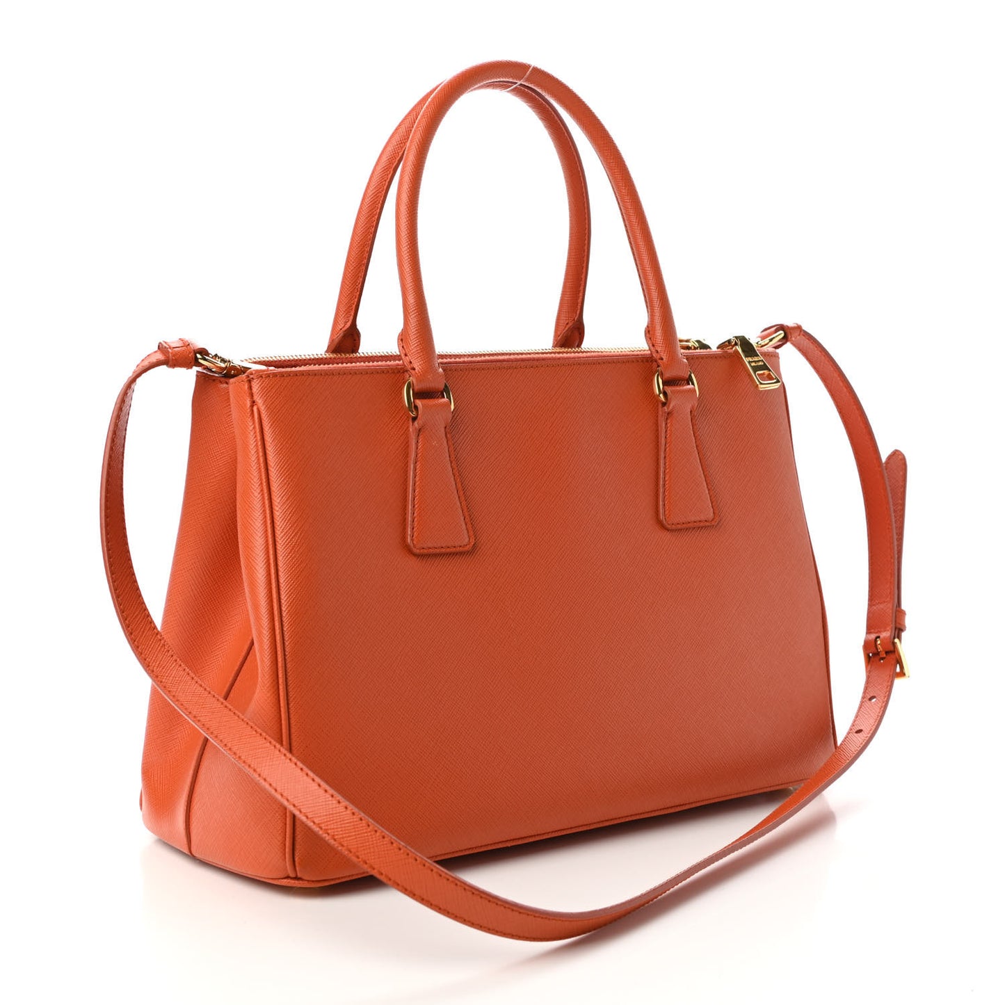 Saffiano Small Galleria Double Zip Tote Papaya