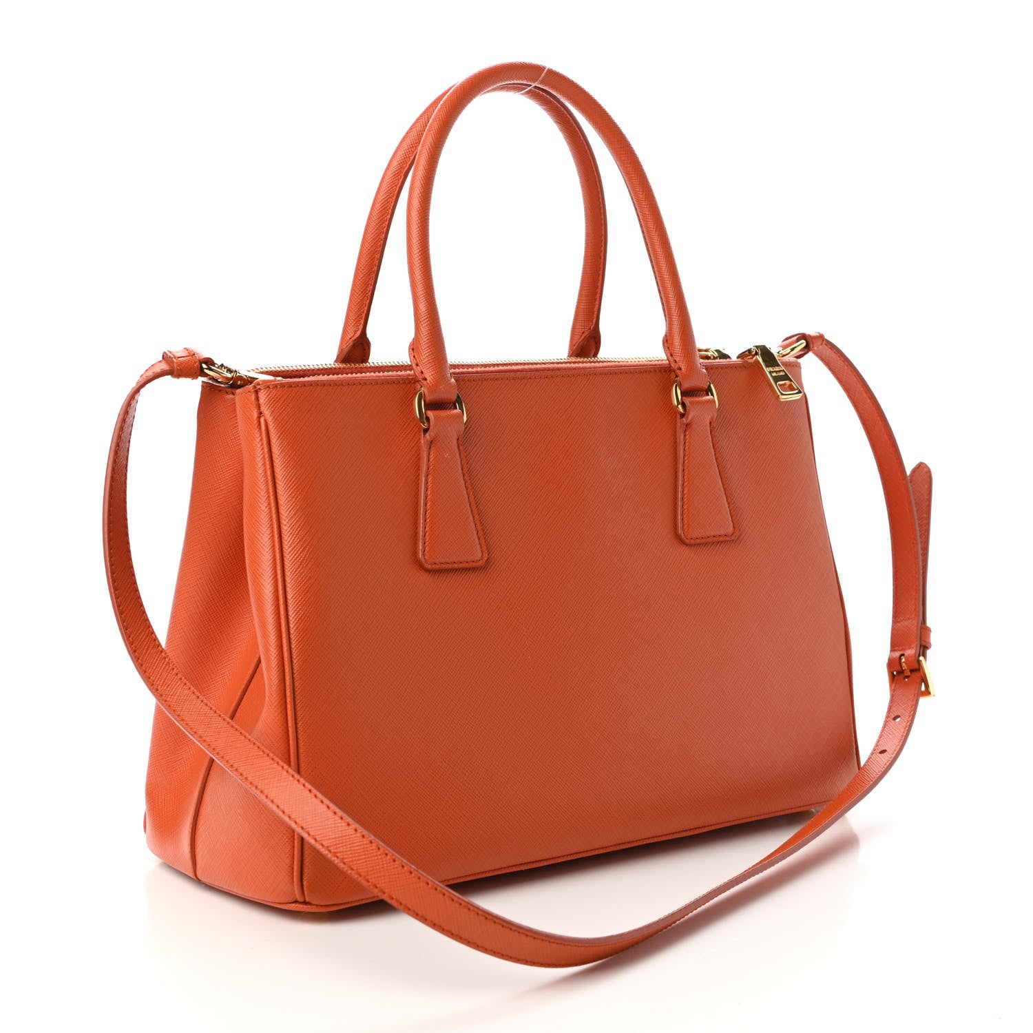 Prada Saffiano Small Galleria Double Zip Tote Papaya 3 of 10