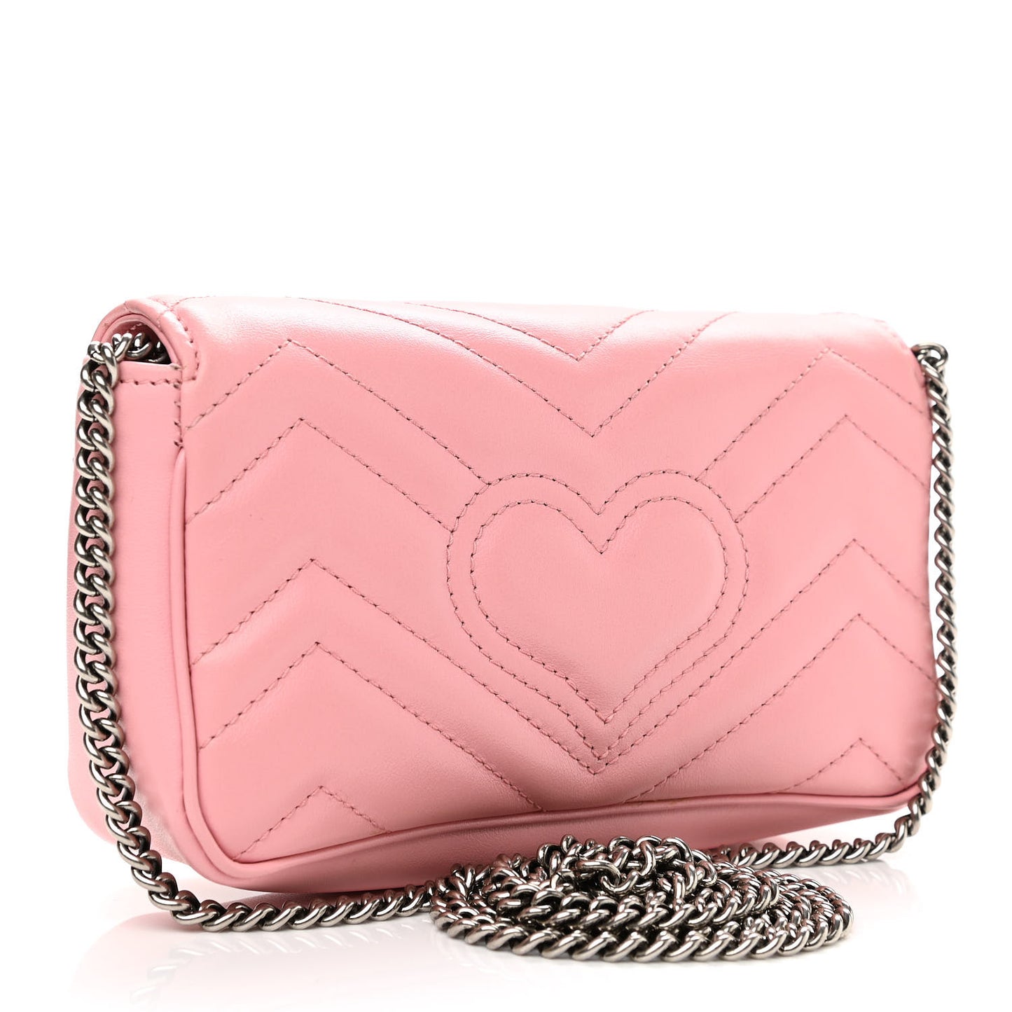 Calfskin Matelasse Super Mini GG Marmont Shoulder Bag Wild Rose
