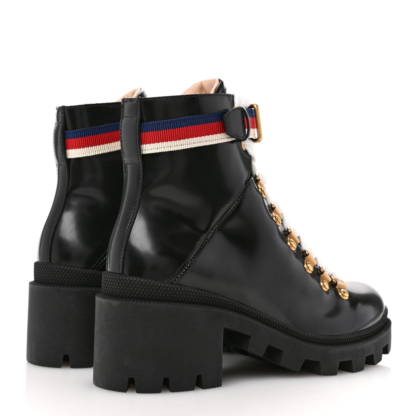 Calfskin Sylvie Web Womens Lace Up Combat Boots 35 Black