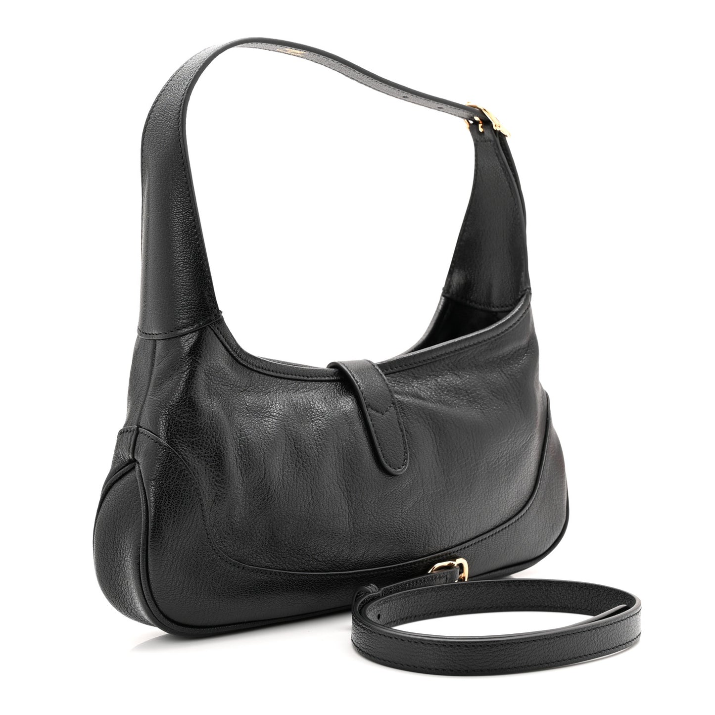 Goatskin Medium Slim Jackie Shoulder Bag Black