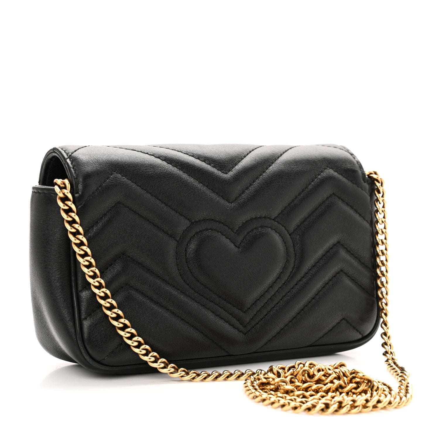 Gucci Calfskin Matelasse Super Mini GG Marmont Shoulder Bag Black 3 of 10