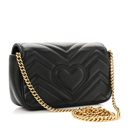 Gucci Calfskin Matelasse Super Mini GG Marmont Shoulder Bag Black 3 of 10